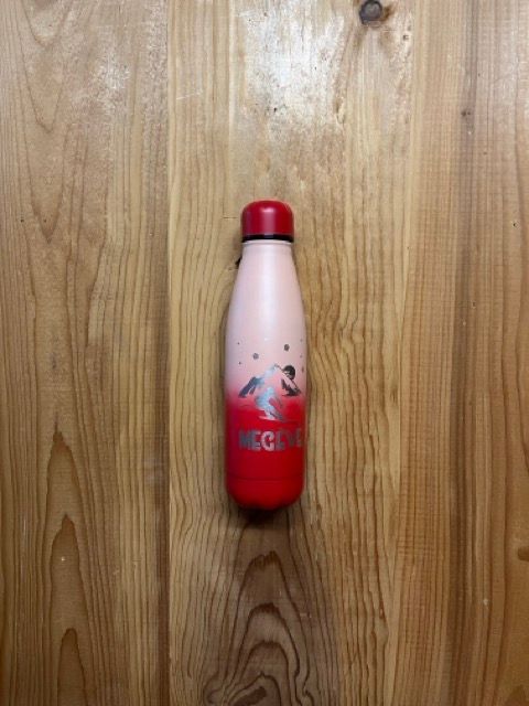 Bouteille Isotherme Megève dégradée rouge skieur