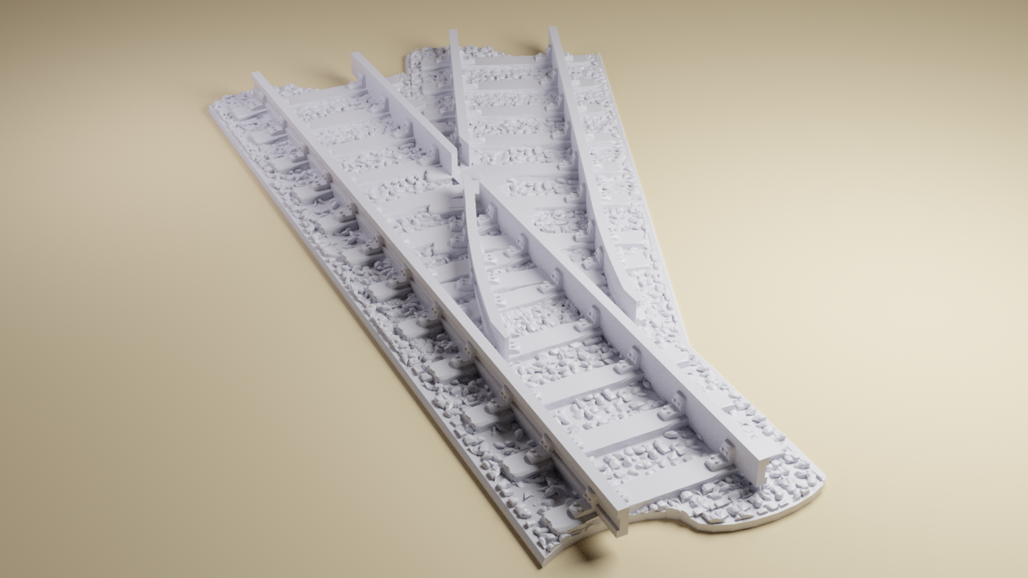 Right Turnout Track | Wargaming Train | 28mm, 20mm Tabletop Miniature Wargaming Terrain