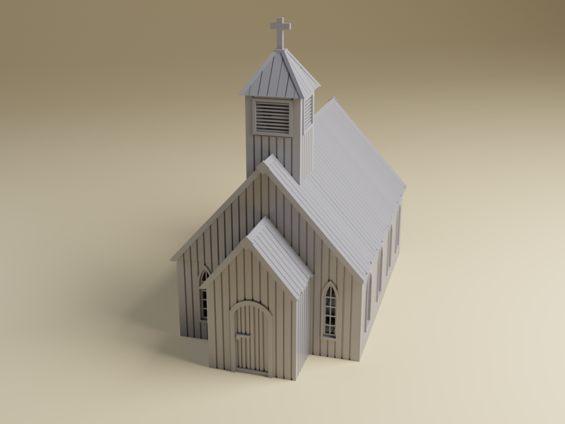 Wild West Era American Church set 3d printed for 28mm miniature tabletop wargaming.