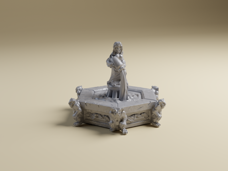 Fantasy Town Fountain 3d Printed Miniature 28mm Terrain for Fantasy games and RPGs | D&amp;D, Age of Sigmar, DND, Malifaux, Dungeons and Dragons