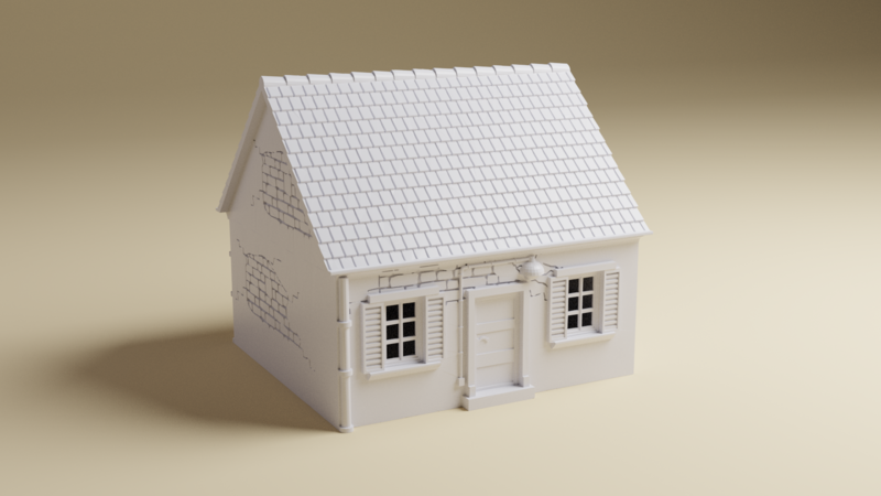 Normandy Single Story House #2| 28mm, 20mm, HO or 15mm | 3D Printed WWII tabletop wargaming terrain, Bolt Action, Flames of War, Team Yankee