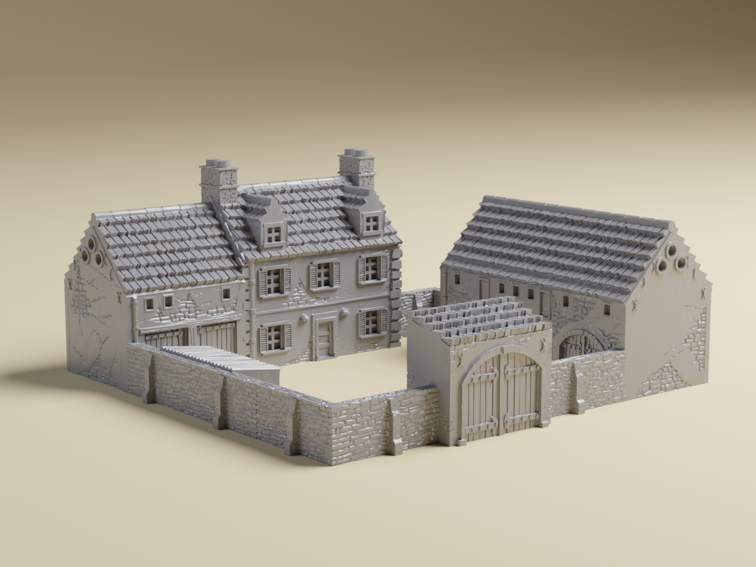 6mm Normandy Farm Complex | 3D Printed WWII miniature tabletop wargaming terrain | 1:285 Scale