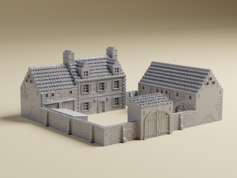6mm Normandy Farm Complex | 3D Printed WWII miniature tabletop wargaming terrain | 1:285 Scale
