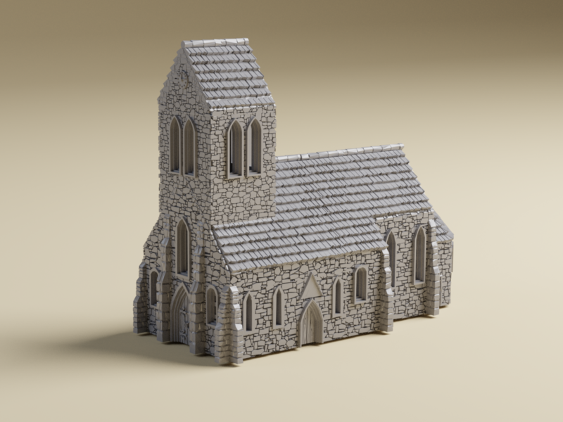 6mm Normandy Church | 3D Printed WWII tabletop wargaming terrain | 1:285 Scale