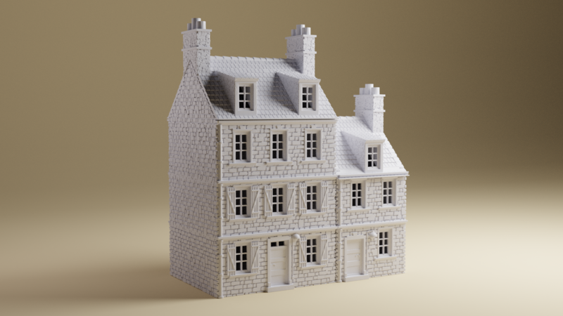 Sainte-Marie-du-Mont Double House Set | 15mm, 20mm or 28mm Scale | 3D Printed WWII tabletop wargaming terrain for Bolt Action, Flames of War and other historic war games