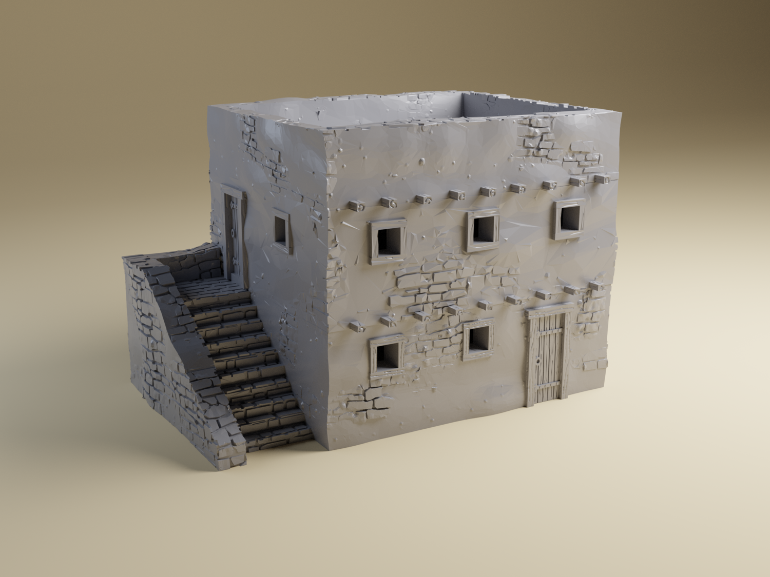 North Africa House 1D - 3D Printed WWII tabletop wargaming terrain Bolt Action, Flames of War, Chain of Command | 28mm, 20mm, 15mm Scale