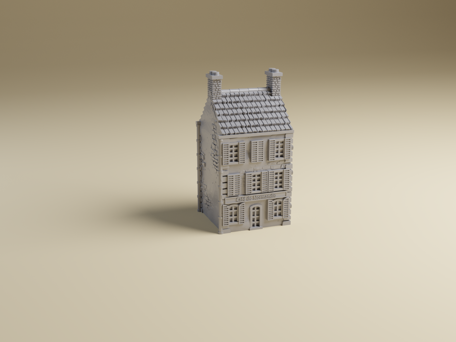 6mm Cafe de Normandie building | 3D Printed WWII tabletop wargaming terrain