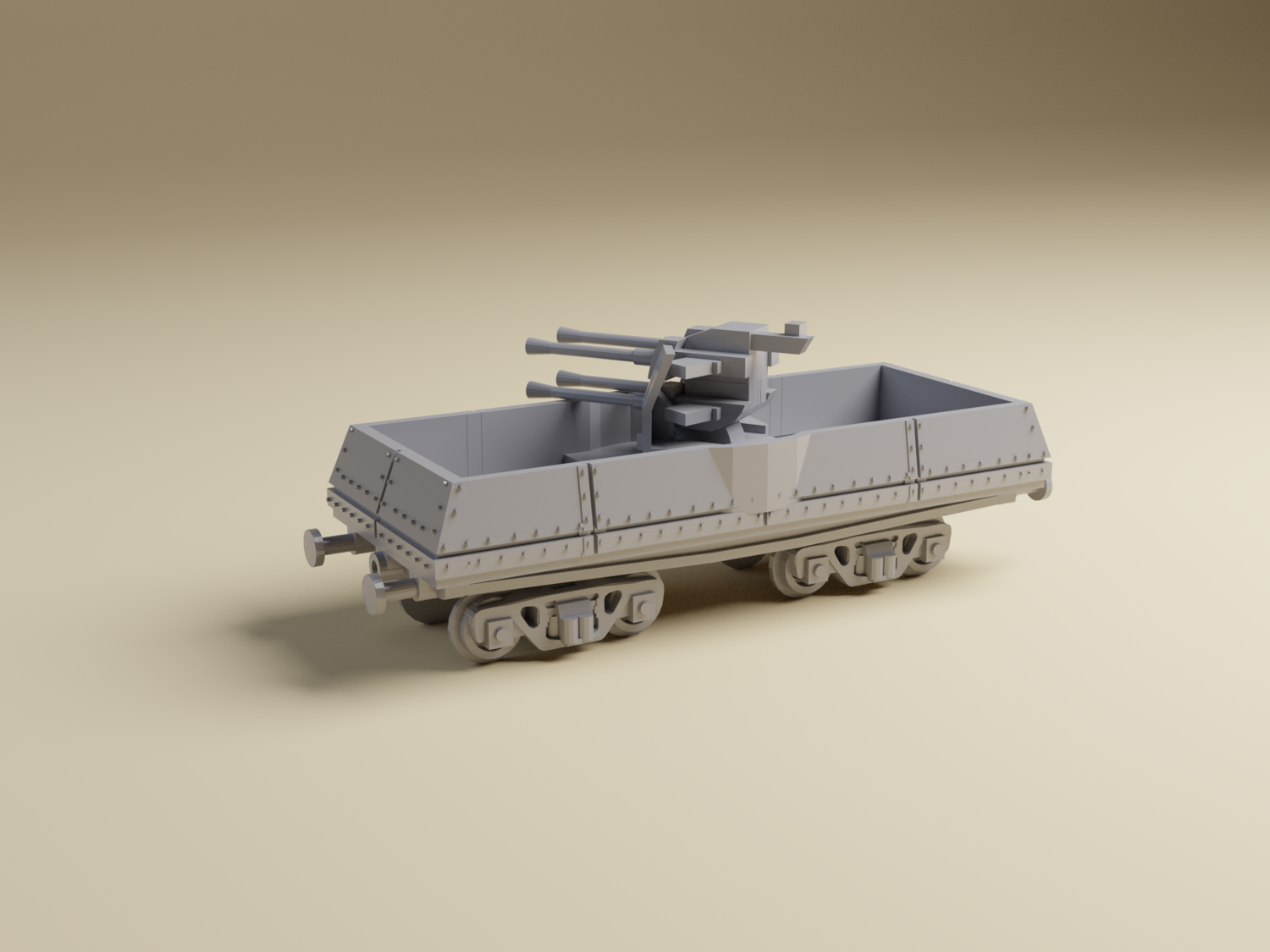 Flack Car | Armored Wargaming Train | 28mm, 20mm Tabletop Miniature Wargaming Terrain