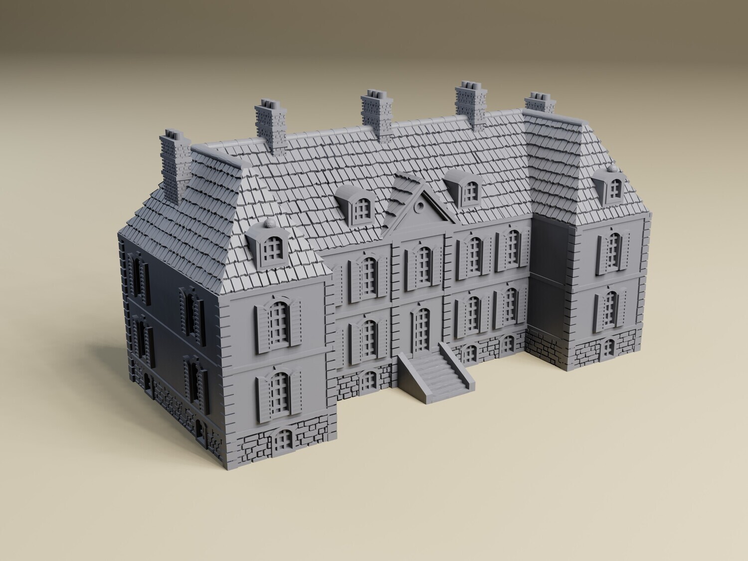6mm Normandy Chateau | 1:285 scale 3D Printed WWII miniature tabletop wargaming terrain - GHQ, O-Group, Battletech
