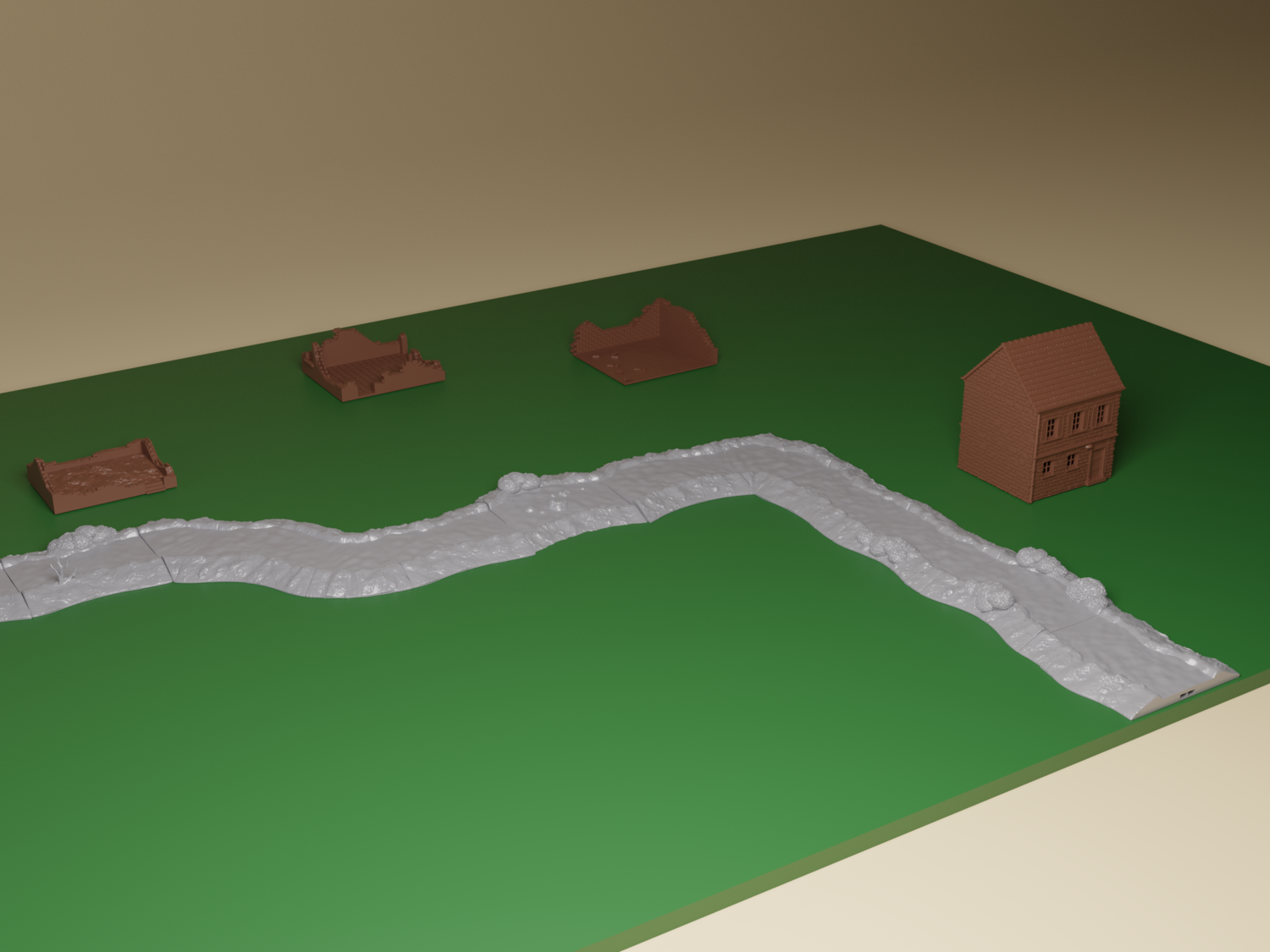 Stream Set - Modular River Terrain for 28mm, 20mm, HO, or 15mm Miniature Wargaming