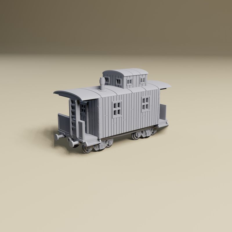 3D Printed Wargaming Train Caboose kit for 28mm or 20mm Miniature Wargaming Terrain