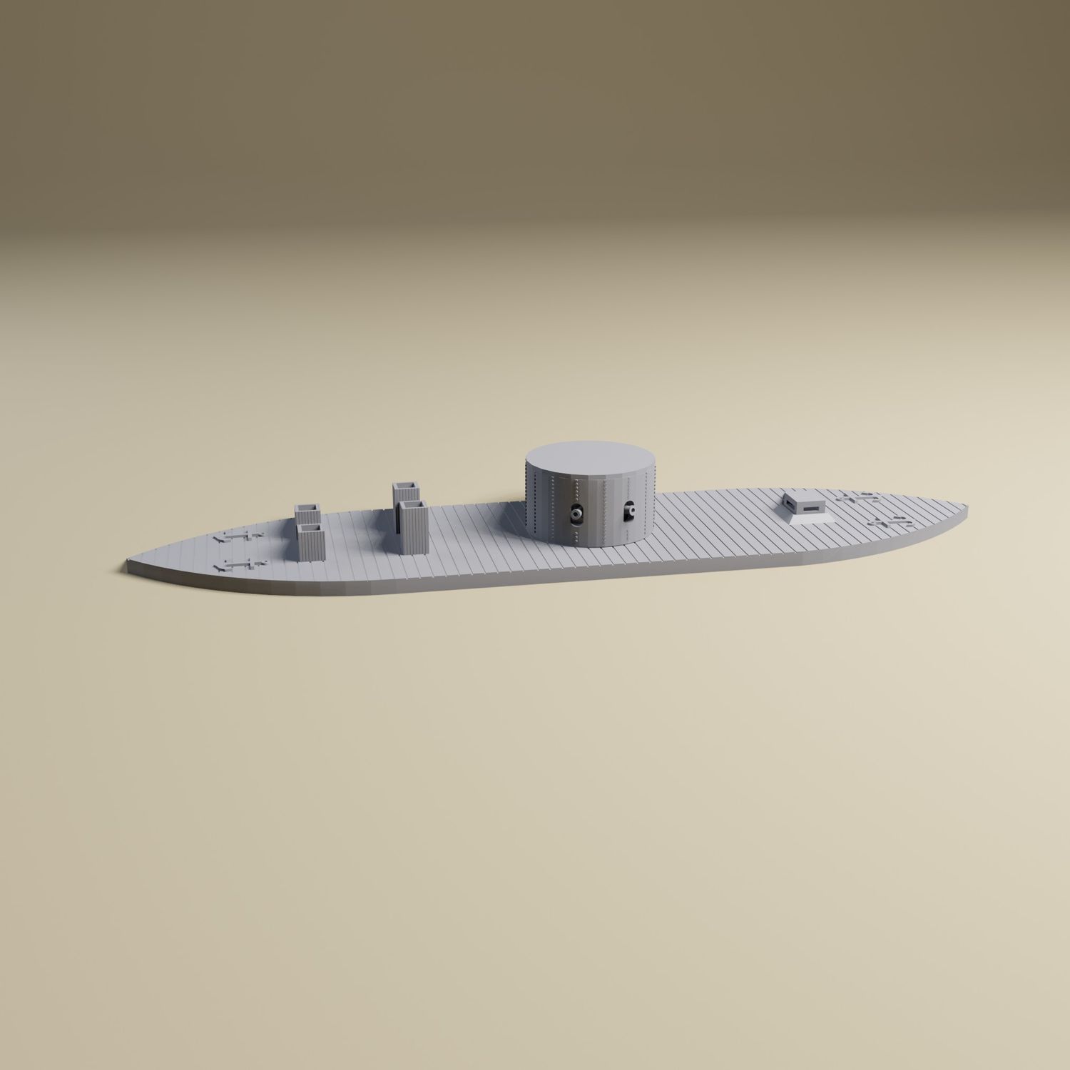 Ironclad - USS Monitor Ship Model 28mm, 20mm, 15mm tabletop miniature wargaming scatter terrain