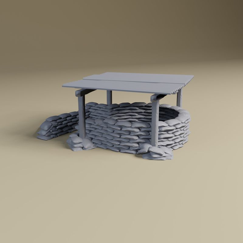 Sandbag Gun Emplacement - miniature wargaming terrain