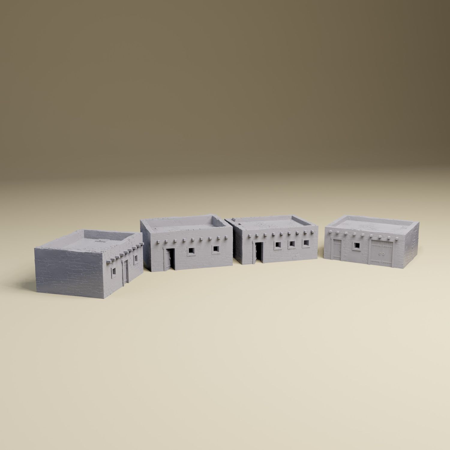 North Africa House Combo - 3D Printed WWII tabletop wargaming terrain Bolt Action, Flames of War, Chain of Command | 28mm, 20mm, 15mm Scale