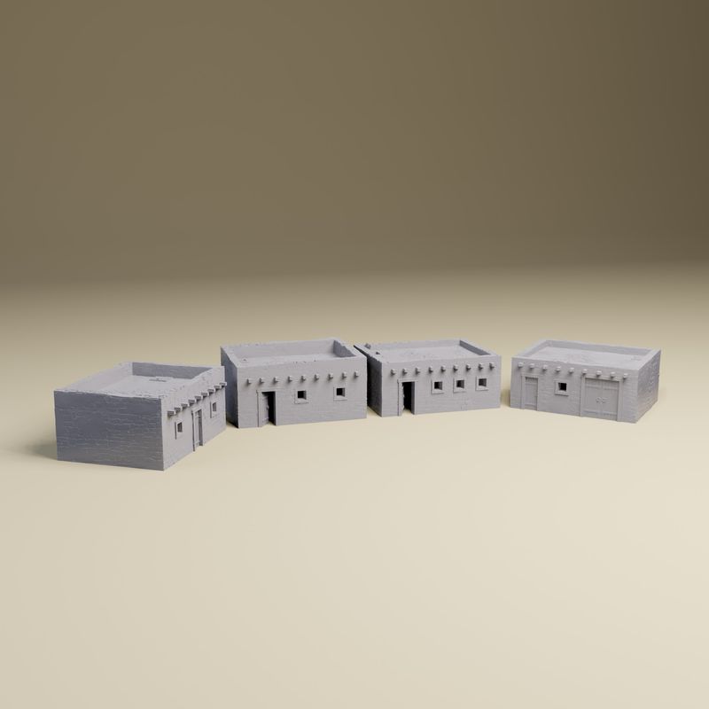 North Africa House Combo - 3D Printed WWII tabletop wargaming terrain Bolt Action, Flames of War, Chain of Command | 28mm, 20mm, 15mm Scale