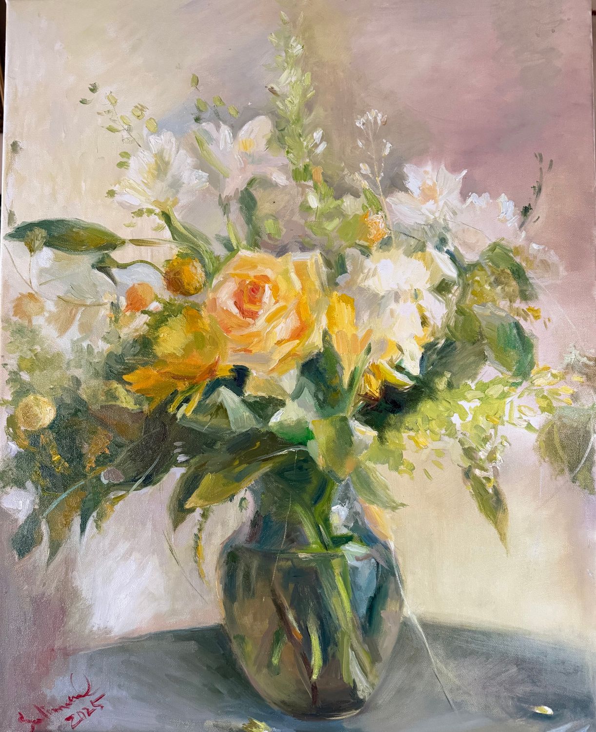 Yellow Flowers 28 x 22 Oil on Canvas