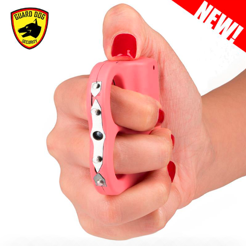 &quot;I Do Two&quot; LED Knuckle Stun Gun Pink Self Defense Weapon With Dual Sparks