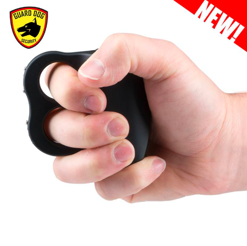 &quot;I Do Two&quot; LED Knuckle Stun Gun Black Self Defense Weapon With Dual Sparks