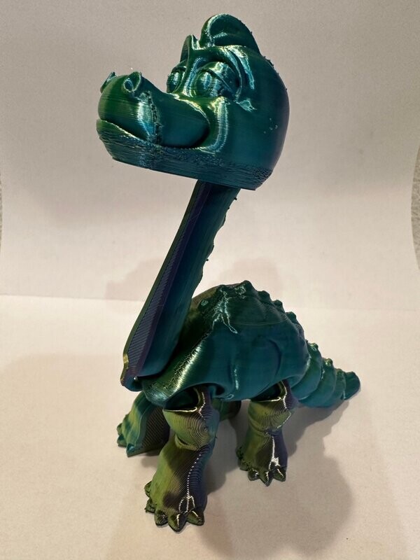 Blue, Green and Yellow Silk Articulated Brontosaurus