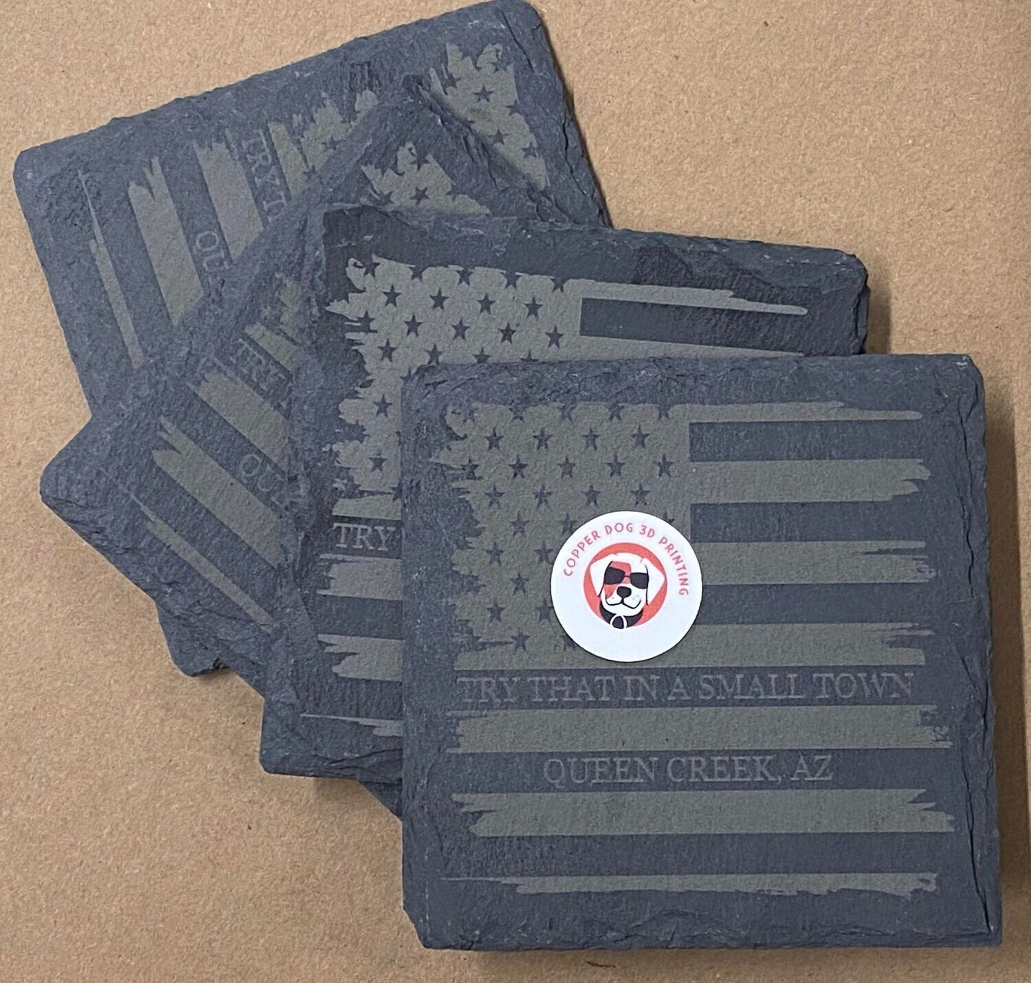 4" Distressed Flag Coaster Set