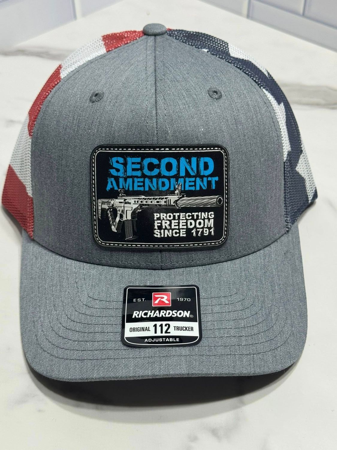 Second Amendment Lt Grey/Stars and Stripes Mesh