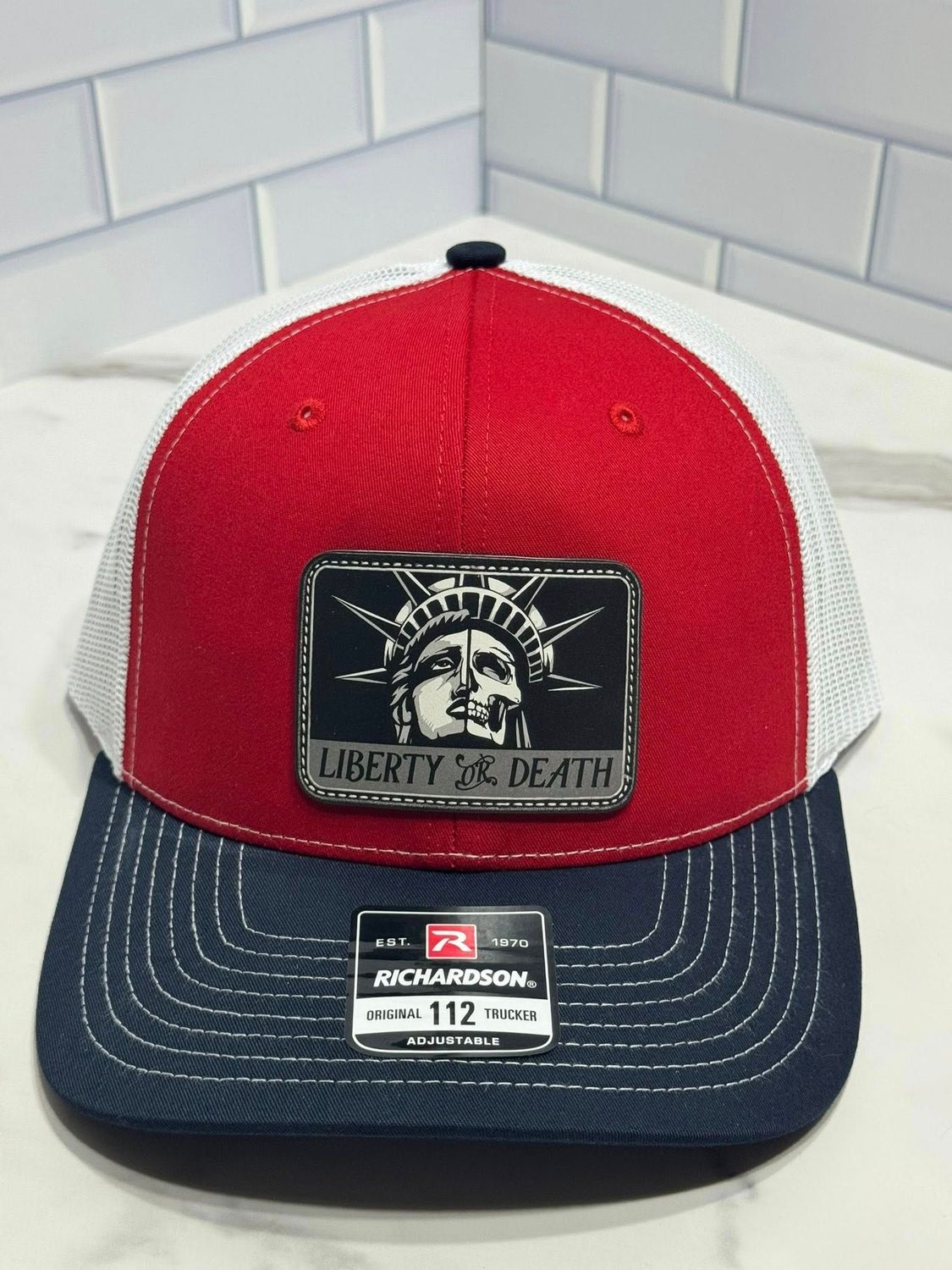 Liberty or Death Red/Navy Blue/White Mesh
