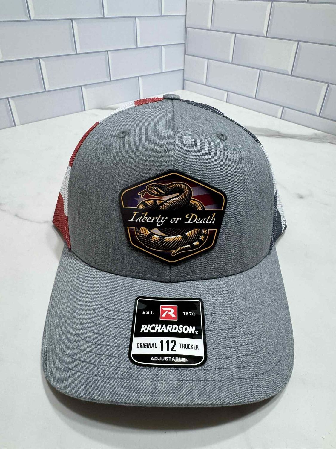 Liberty or Death 3 Lt Grey/Stars and Stripes Mesh