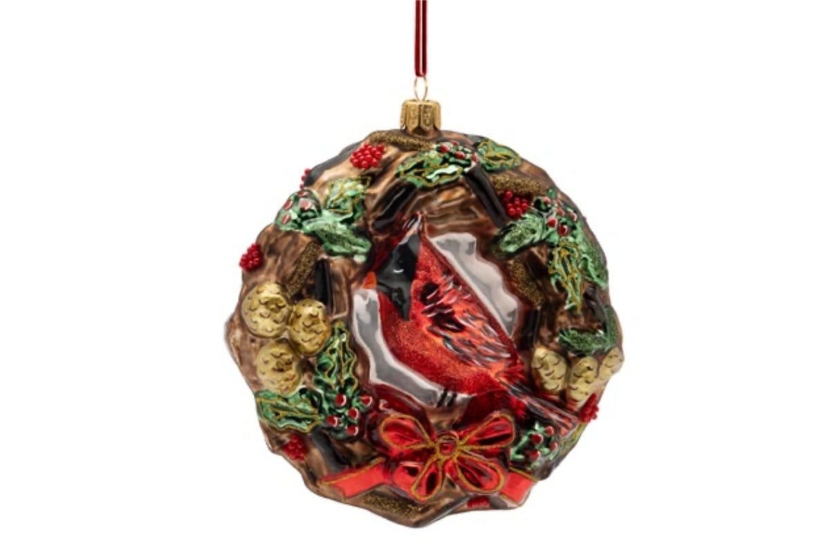 Kerstkrans met roodborstje