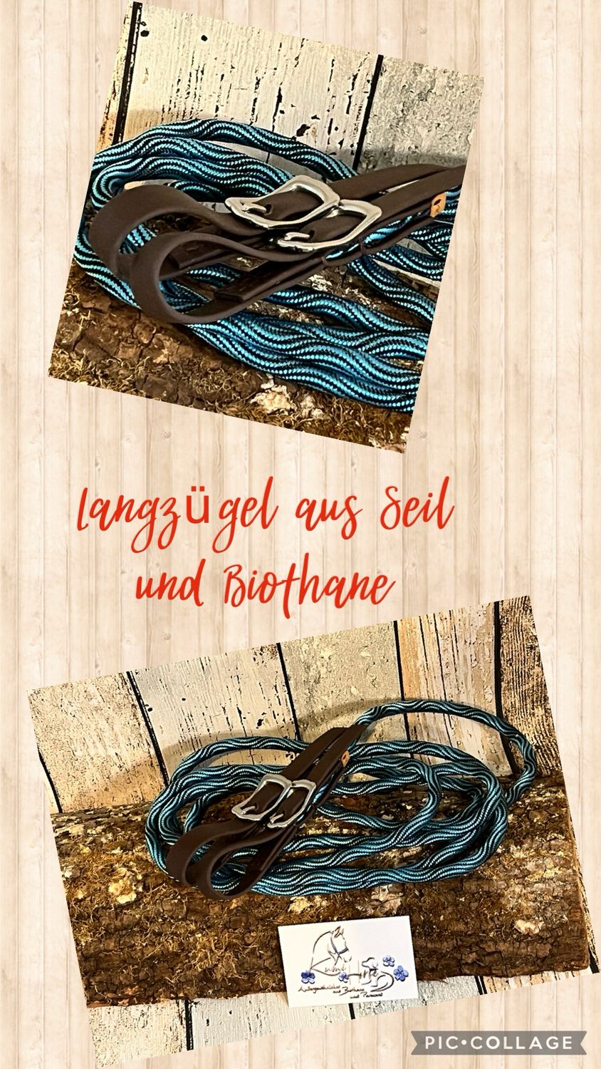 Langzügel aus Biothane und Seil – Handgenäht, individuell anpassbar in Farbe, Breite und Länge