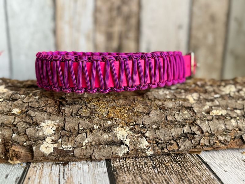 Sofortkauf: Halsband „Pink Lady“- Biothane mit Paracord- Flim flam - pink /lila- Made in Germany 
