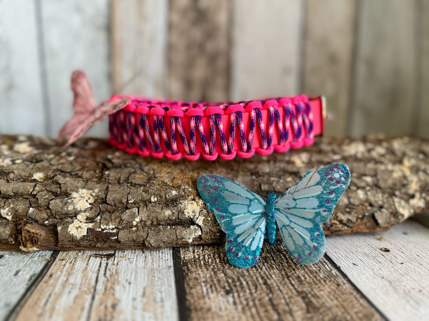 Sofortkauf: Halsband Pink Camo - Biothane mit Paracord - Made in Germany 