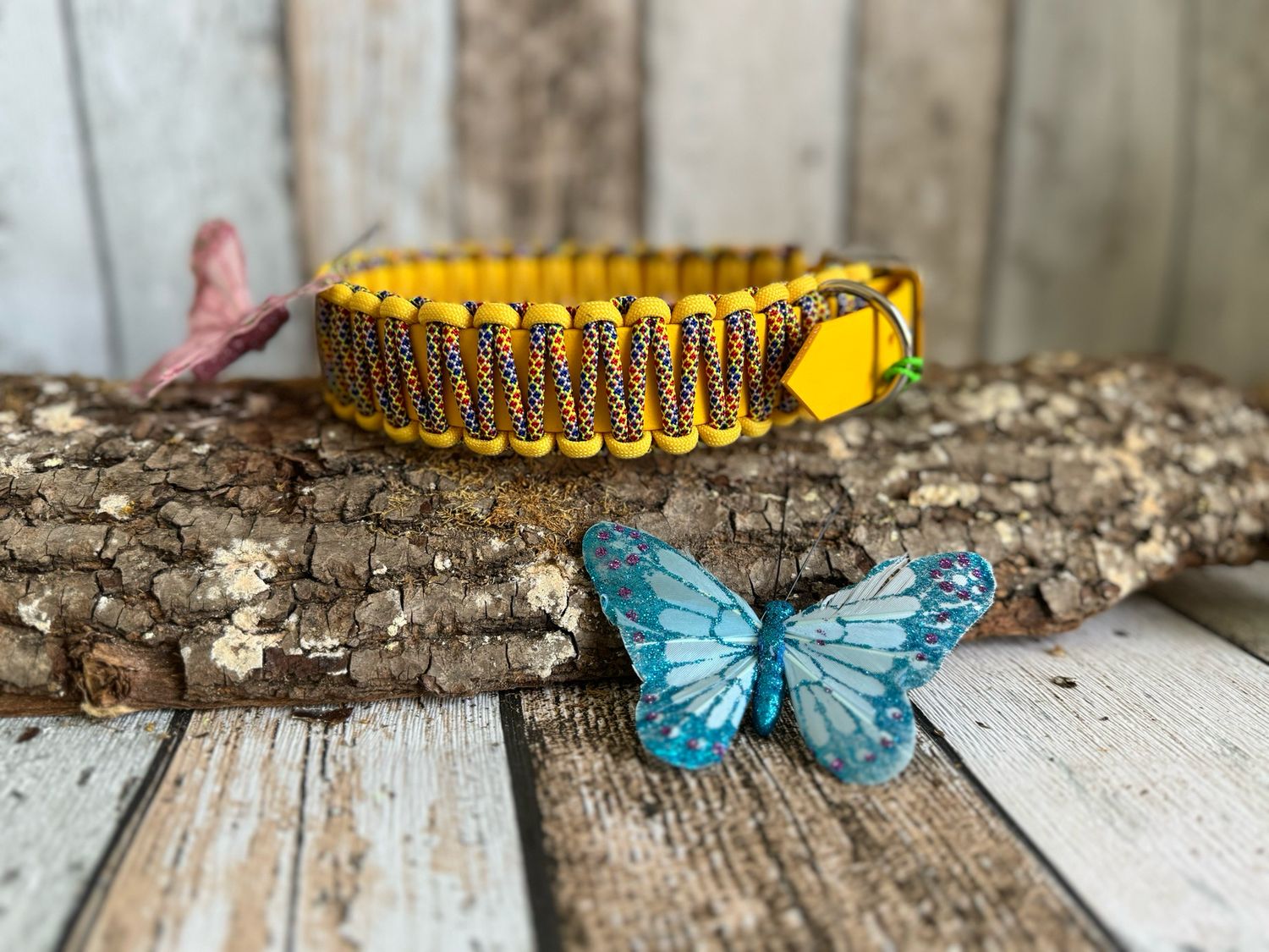 Sofortkauf: Halsband „Sunny Carnival“ - Biothane mit Paracord - große Hunde- handgefertigt- Made in Germany 