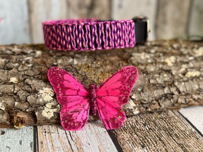 Sofortkauf: Halsband: Pink Camo - Biothane mit Paracord - Handgefertigt- Made in Germany 