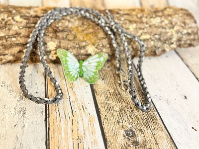 Hundeleine „Silver Shadow“ – 1 m Eleganz in Handarbeit