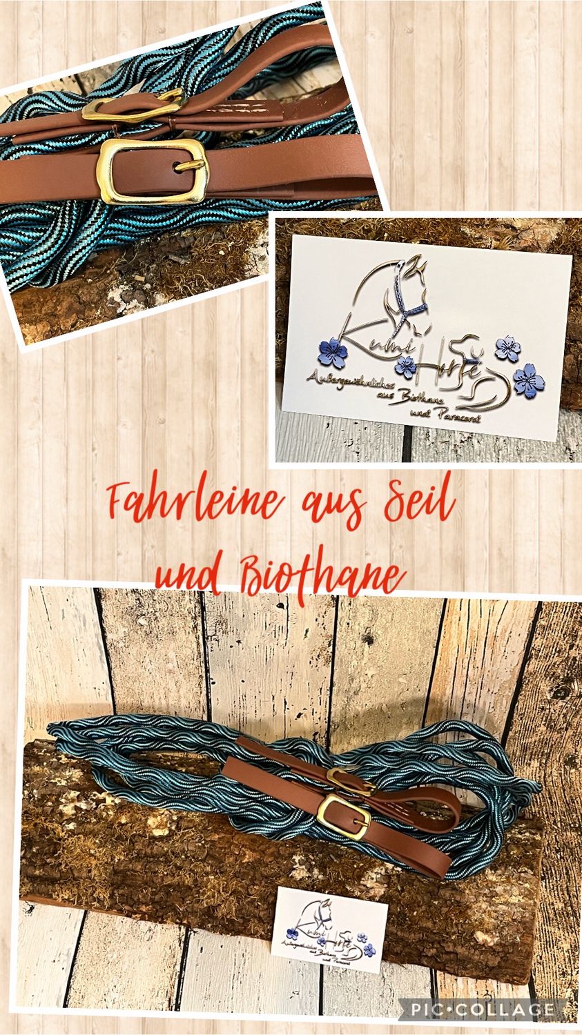 Fahrleine Einspänner Seil/Biothane - Basic – Handgenäht,