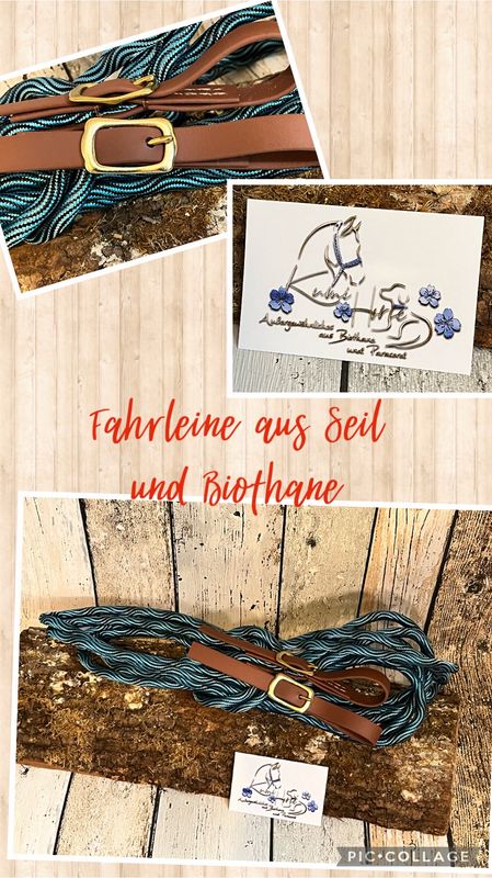 Fahrleine Einspänner Seil/Biothane - Basic – Handgenäht,