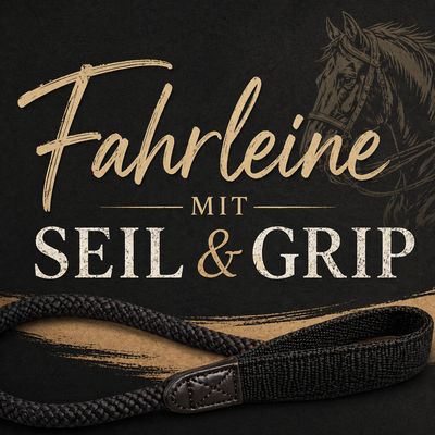Einspänner / Fahrleine mit Seil-Vorderteil &amp; Grip-Handstück – rutschfest, individuell &amp; optional mit Handschlaufen | KumiHorse