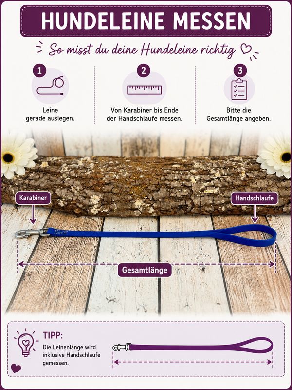 Hundeleine mit Handschlaufe aus Biothane – 13 mm | Handgenäht für kleine bis mittelgroße Hunde