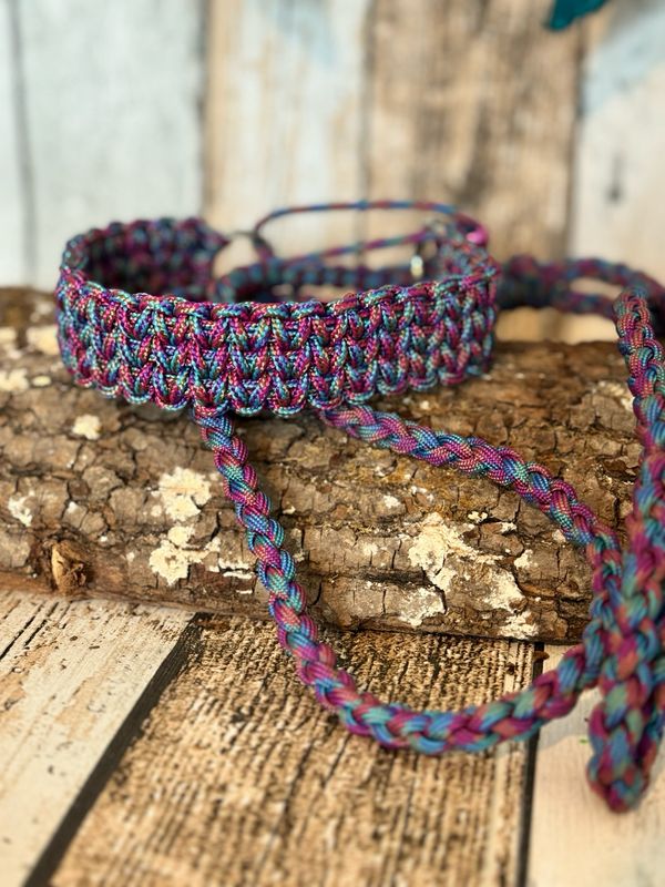 Agility-Leine aus Paracord mit Martingal/Zugstopp und integrierter Leine