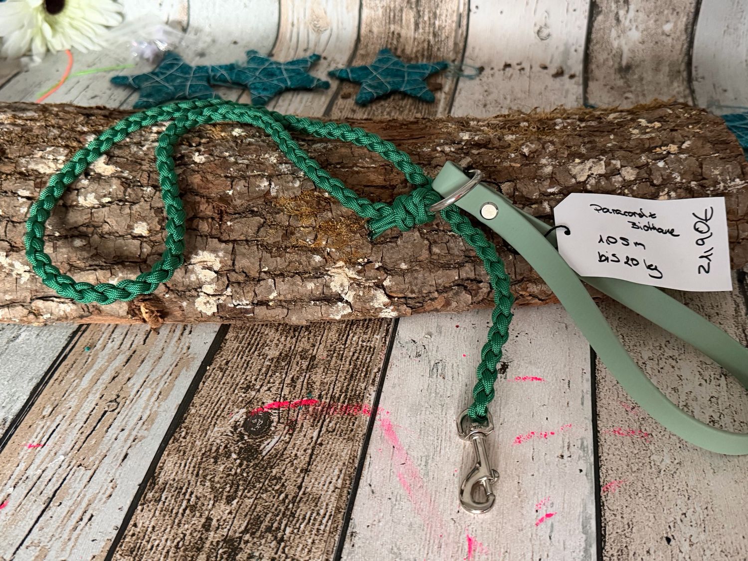Hundeleine Grün – Biothane und Paracord