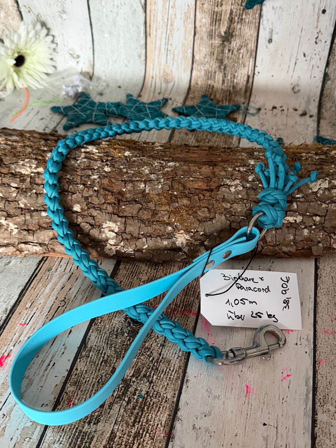 Hundeleine Türkis – Biothane und Paracord