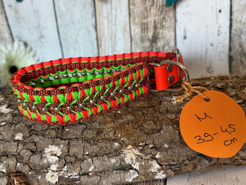 Halsband „Helmy“ - Neon grün/Neon Orange 