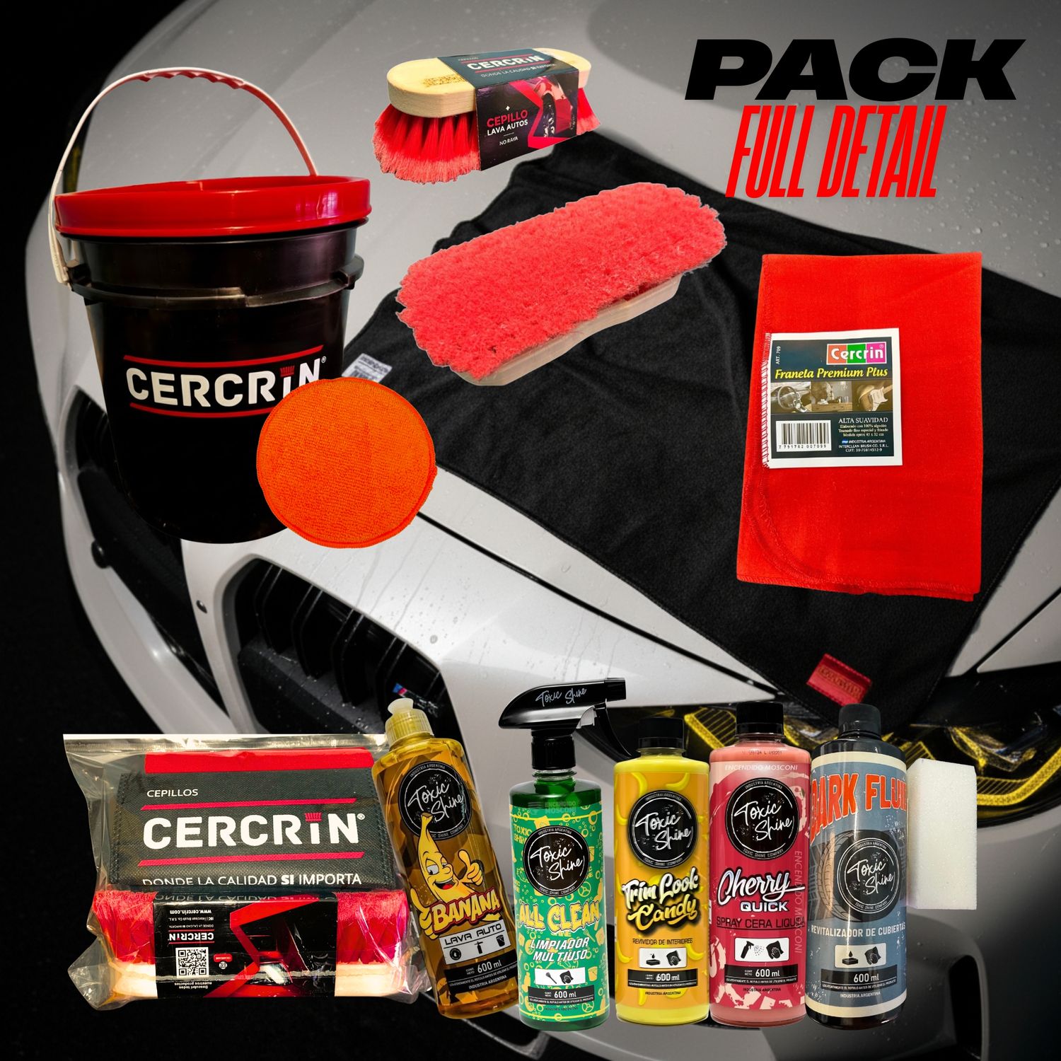 Super Kit Lavado De Auto Moto Toxic Shine Cercrin Con Balde