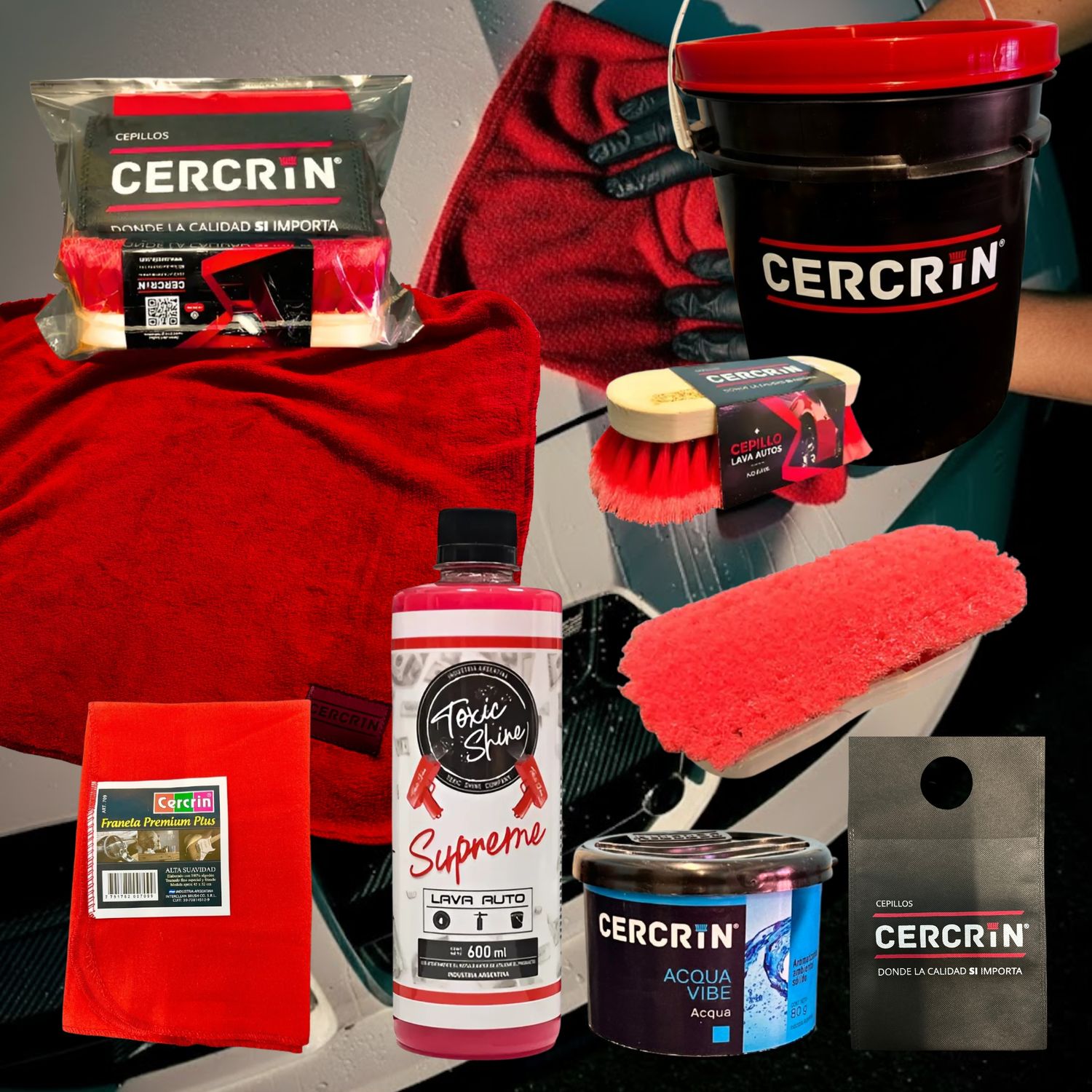 Kit Lava Auto Moto Balde Cepillo Paño Franela Shampoo Prime