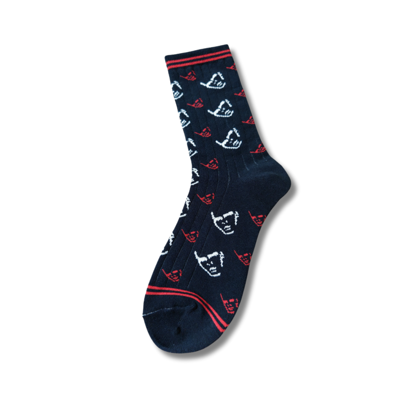 Red And White Numan Logo Woven Cotton Socks