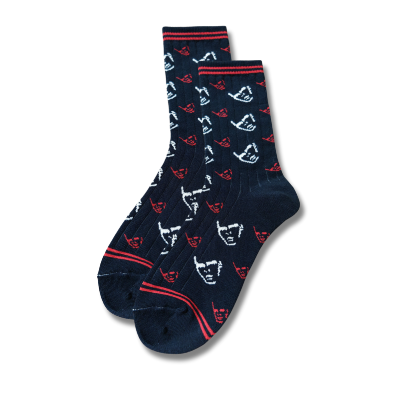 Red And White Numan Logo Woven Cotton Socks
