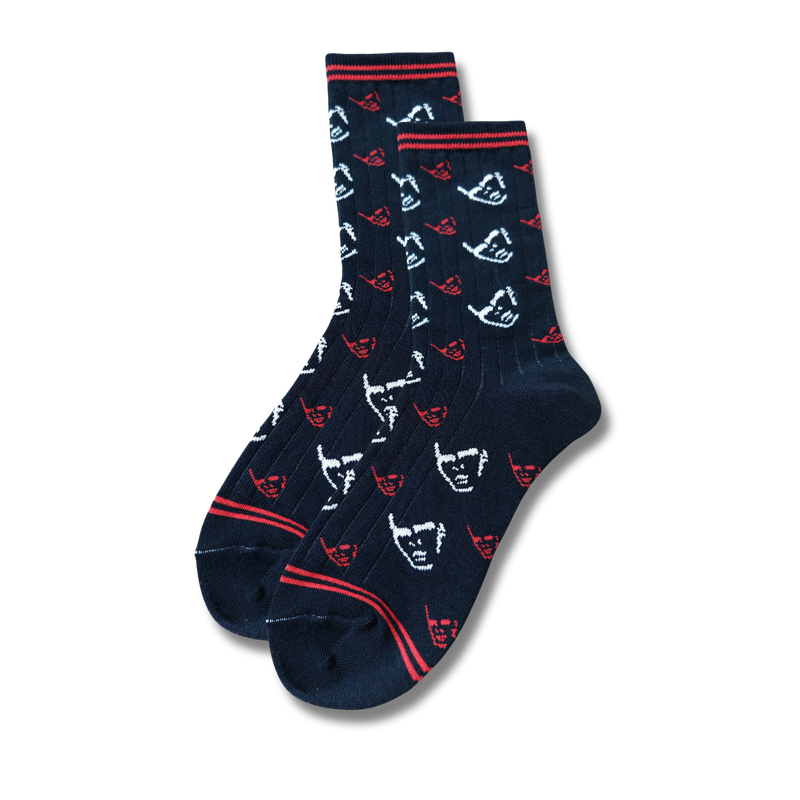 Red And White Numan Logo Woven Cotton Socks
