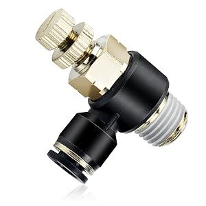 Conector neumatico rapido 1/4&quot; NPT en codo de 90 grados con regulador manual de aire