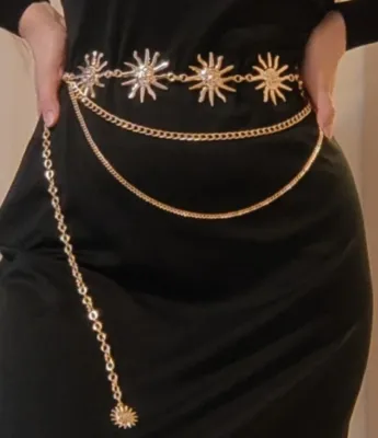 Ceinture chaîne métal soleil 3 chaînes. Witch