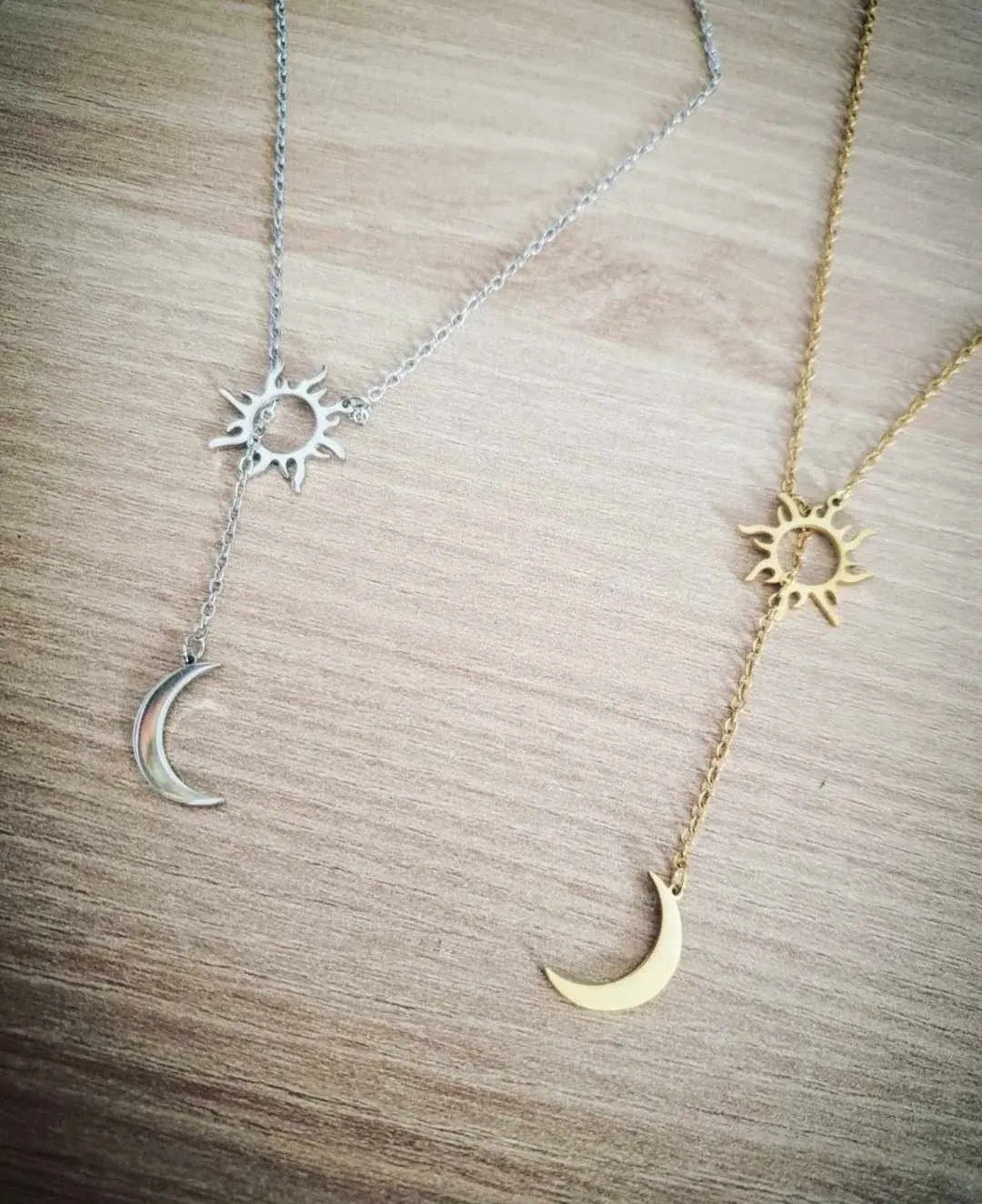 Collier lune et soleil ésotérique. Rituel. Witch. Acier inoxydable. Bijoux